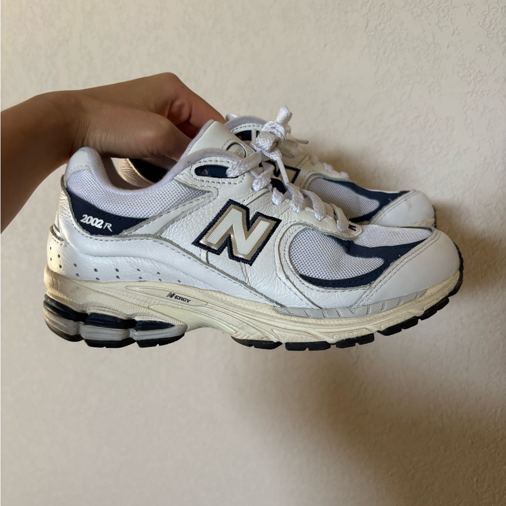 New Balance 2002R White and Navy Sneakers